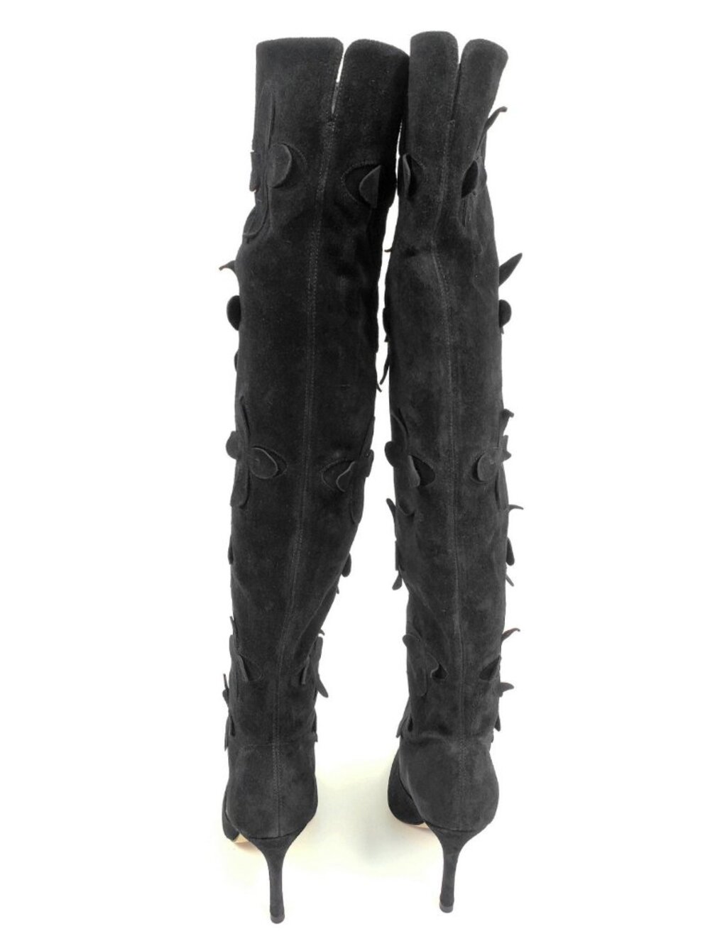Larroude Julia Women's Suede Tall Knee High Heel Boots Black Size 7.5 - Picture 4 of 6